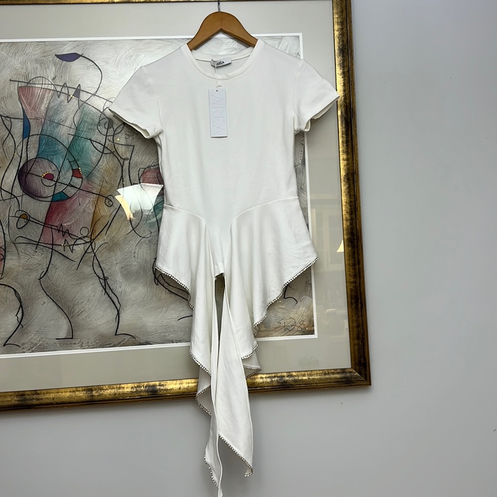 AREA crystal-embellished asymmetrical t-shirt